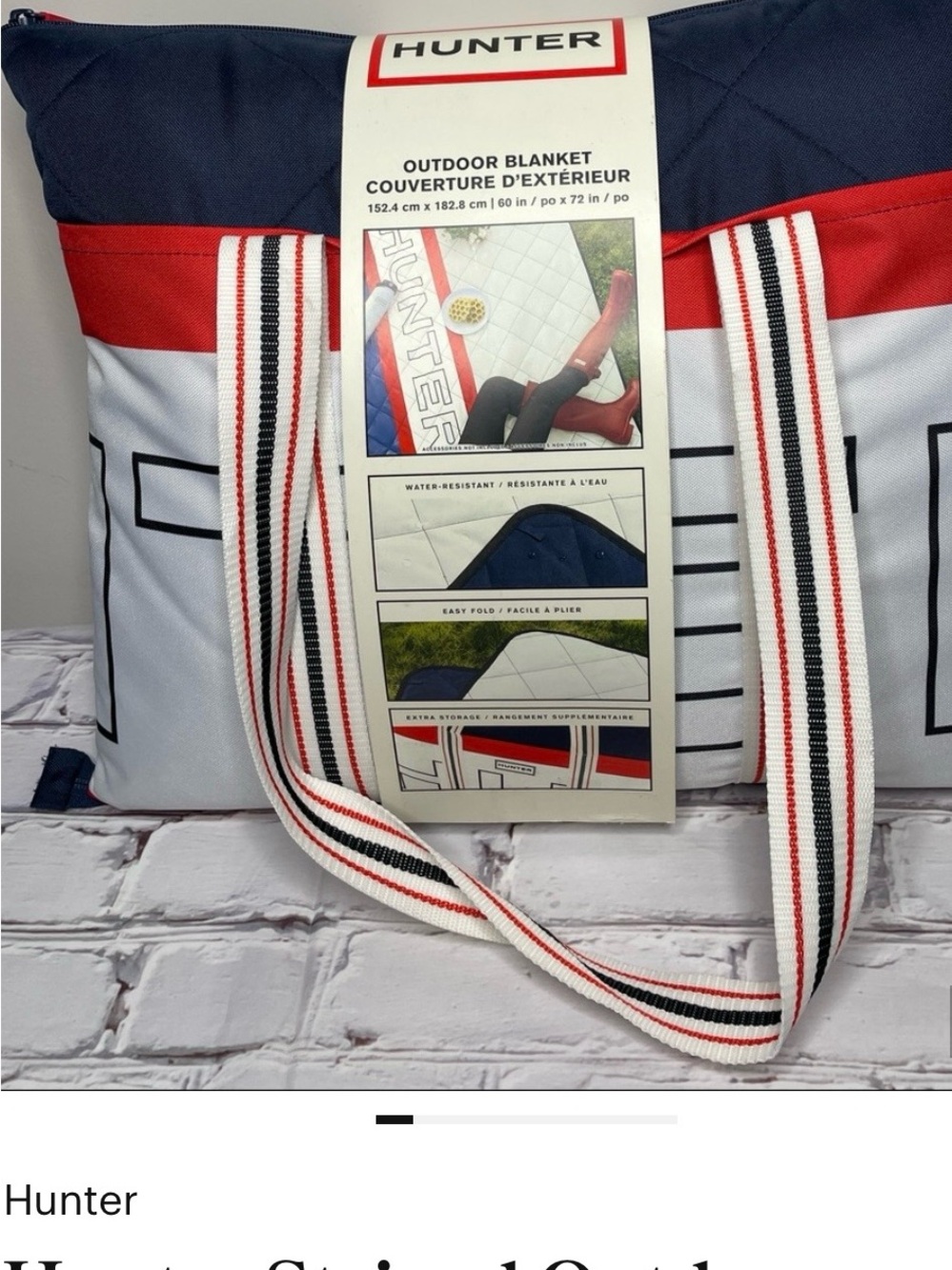New Hunter Navy, Red and White Striped outdoor blanket Tote Bag